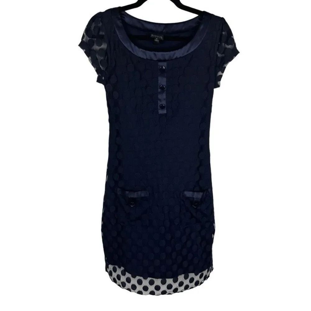 En Focus Studios Polka Dot Navy Dress- size S